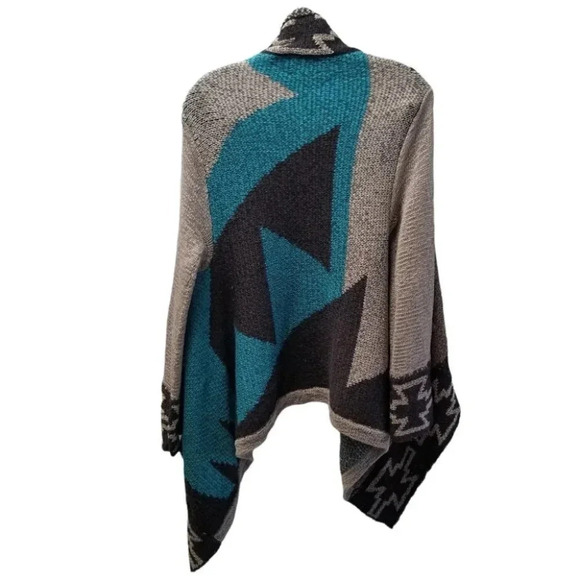 LINE the label aztec  woven cotton drape open front cardigan M - Picture 2 of 10